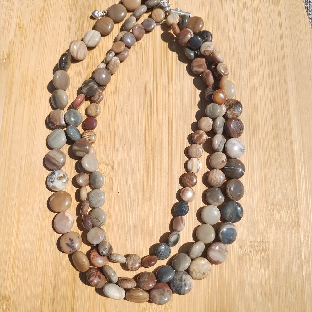 Jay King DTR mine finds 3 Strand Jasper necklace 925 Sterling Silver